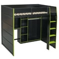 thumbnail image 5 of Full Size Gamer Loft Bed with Desk, RGB LED Lights & Storage, Wood Loft Bed with Open Wardrobe, Gaming Bed with USB Ports,Green, 5 of 13