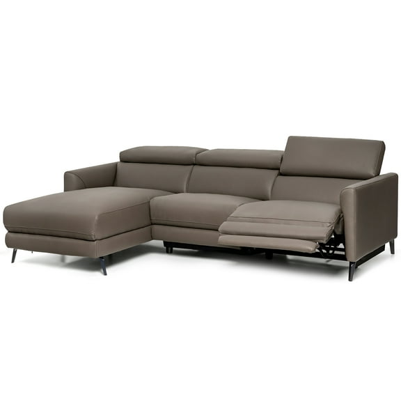Costway Air Leather Power Reclining Sectional Sofa w/ Adjustable Headrests Grey