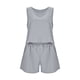 thumbnail image 4 of Conjunto de pantalones cortos sin mangas de cintura alta para mujer: ajuste holgado informal, dos piezas para primavera/verano, estilo versátil para la playa/vacaciones, 4 of 5