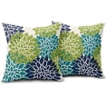 thumbnail image 4 of Navy Blue Green Teal Pillow Covers 20x20 Inch Set of 2 Dahlia Floral Decorative Throw Pillows For Couch Geometry Flowers Modern Pillow Cases Farmhouse Decor For Sofa Couch Porch Living Room Outdoor, 4 of 6