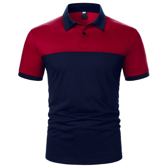 Cathalem Men's Muscle V Neck Polo Shirts Casual Knit Short Sleeve Polo T Shirt Classic Fit Shirts,Red M