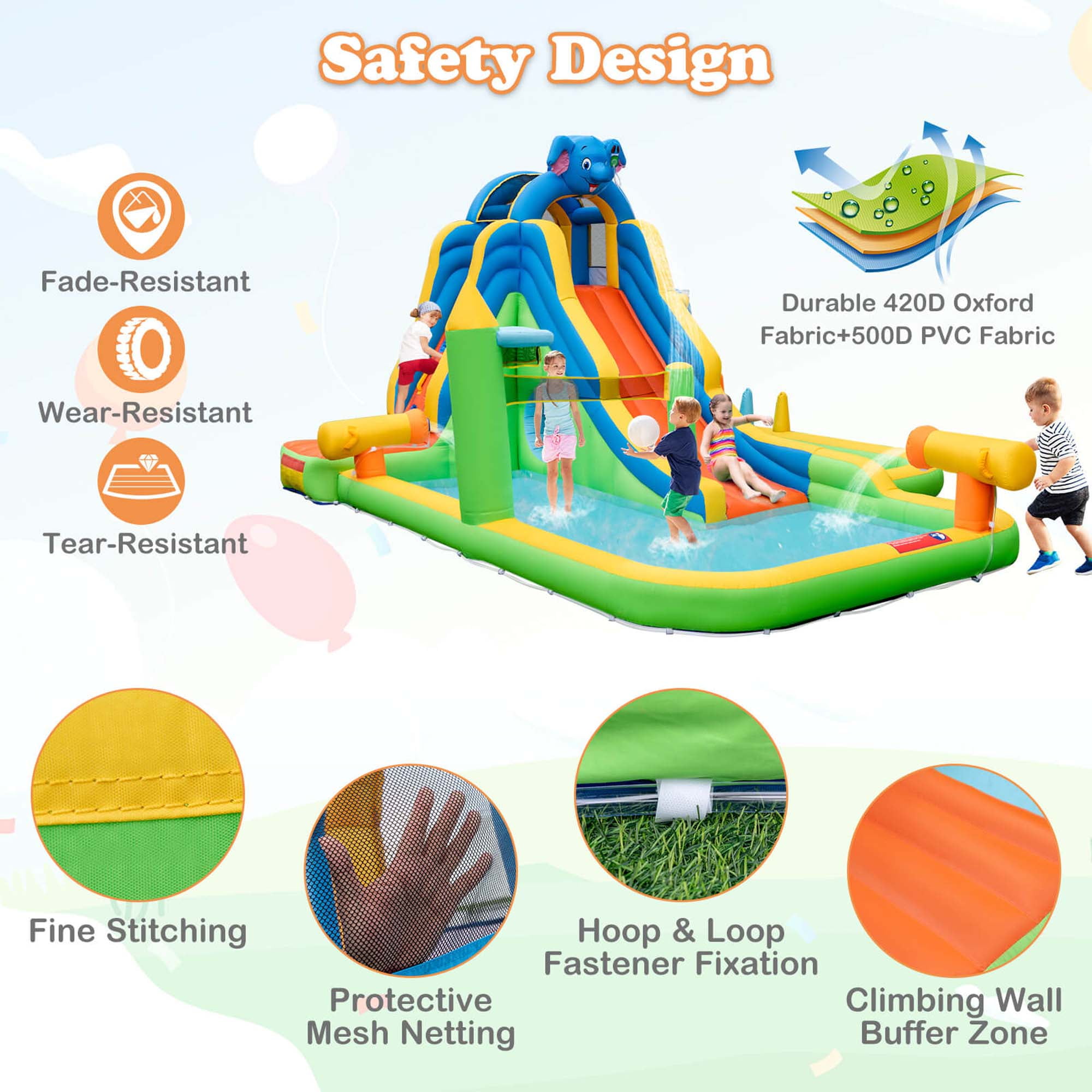 Costway Inflatable Water Slide Giant Splash Pool for Kids Backyard Fun without Blower