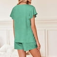 thumbnail image 6 of Honeeladyy Womens Lounge Set Short Sleeve Top and Shorts Sleepwear Pajama Set Two Piece Shorts Outfits Set Green XL, 6 of 9