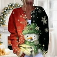 thumbnail image 2 of Cute Cardigan Women Christmas Fashion Color Block Snowman Print Knitted Sweater Long Sleeve Button Down Xmas Sweater Coat for Fall and Winter, 2 of 5