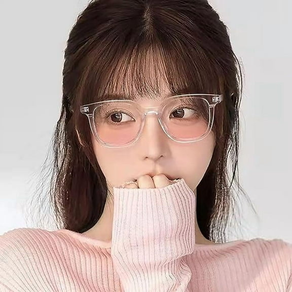 Blue Light Glasses, Womens Sunglasses, Resin Large Rim Fashion Blush Glasses is Suitable for Most Occasions to Anti Eyestrain & UV Protection Computer Eyeglasses, Transparent Frame
