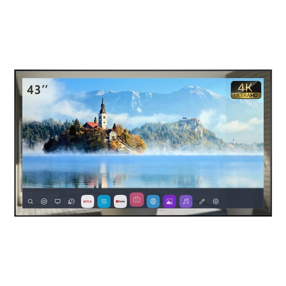 Elecsung 43 inch Frameless Smart Mirror TV 4K Waterproof for Bathroom webOS WiFi Bluetooth ATSC DTV Tuner for Hotel SPA