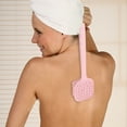 thumbnail image 2 of Unique Bargains 1 Pc Double Side Long Handle Bath Brush Back Scrubber for Bath 14.37" Length Pink, 2 of 6