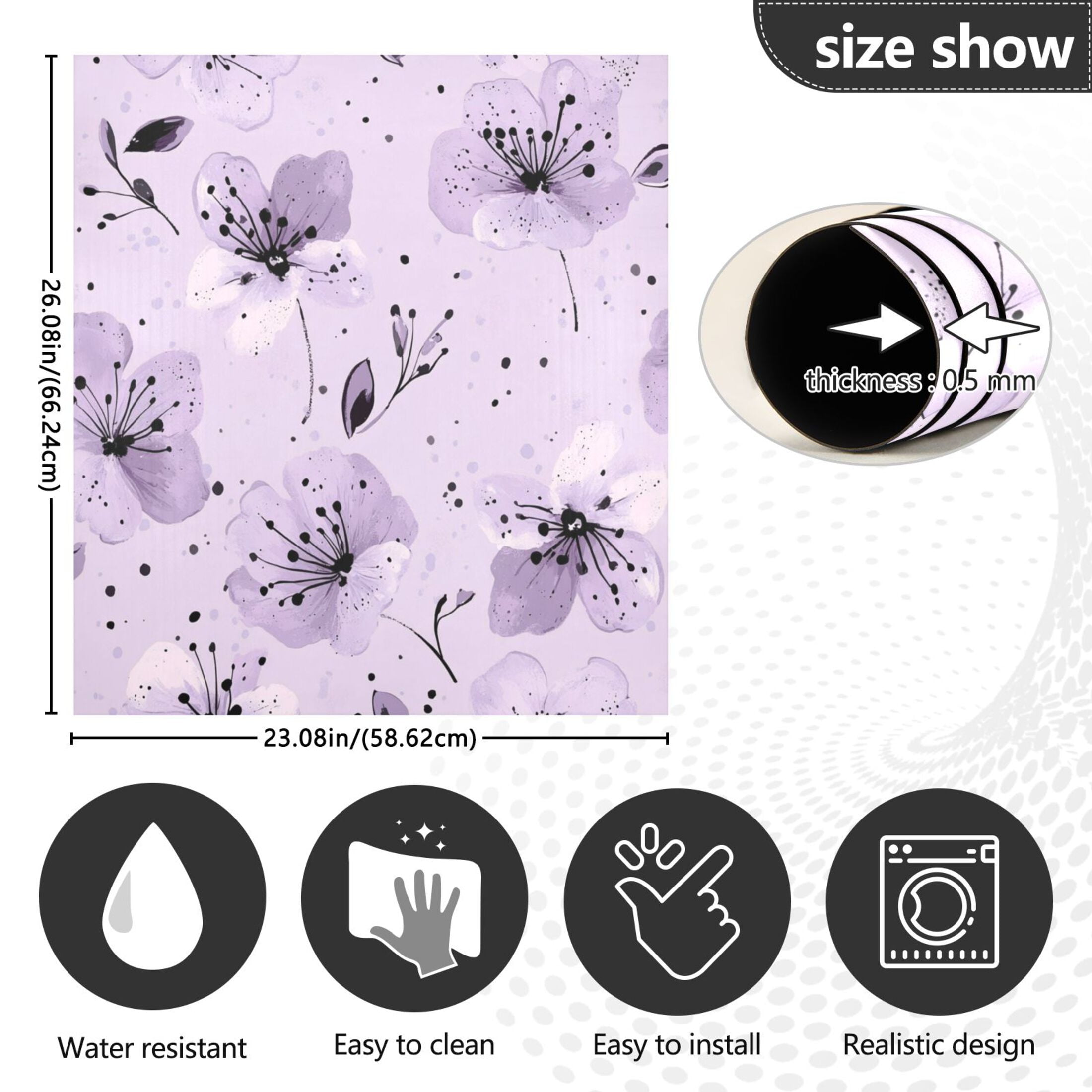 Dishwasher Magnetic Sticker 23x26 Inch Refrigerator Magnetic Sticker Washing Machine Magnetic Sticker Kitchen Panel Magnetic Sticker Home Decor Blooming Purple Flower