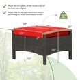 thumbnail image 3 of Costway Set of 2 Patio Rattan Ottoman Footrest Cushions Wooden Handle Red, 3 of 7