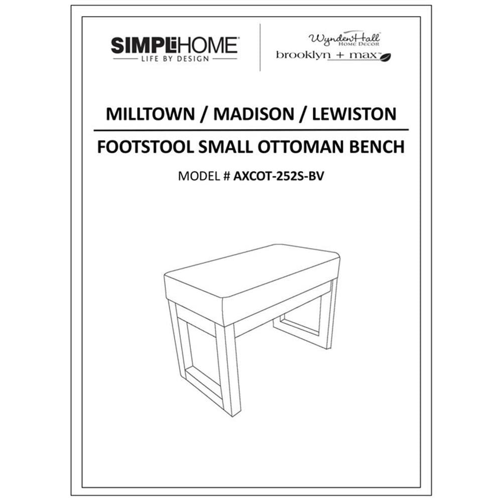 Milltown 27 inch Wide Solid Wood Contemporary Footstool Small Ottoman Bench in Blue