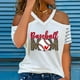 thumbnail image 2 of Blusa de manga corta con estampado de cuello en V informal para mujer con estilo Camiseta de verano con hombros descubiertos OAVQHLG3B Store  lin121212, 2 of 5