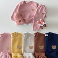 thumbnail image 4 of Conjunto de Sudadera con capucha para niños, suéter bordado de oso, ropa para niños pequeños, pantalones sólidos de 1 a 3 años, 2 piezas, primavera y otoño, 4 of 5
