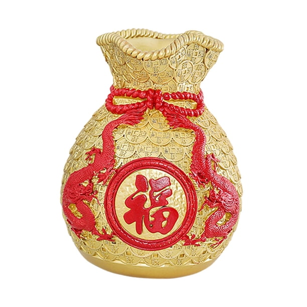 Estatua de bolsa de dinero Feng Shui, maceta, florero, resina, arte, artesanía, adorno de mesa Oro L