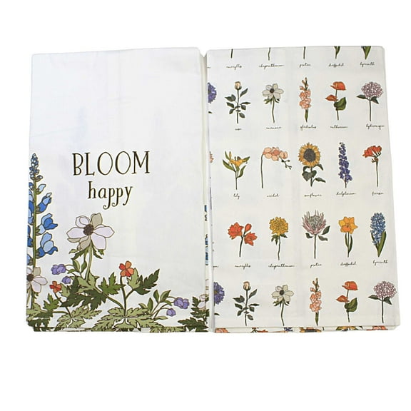 Decorative Towel Bloom Happy Towel Cotton Flowers Kitchen St/2 Mg182548