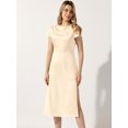 thumbnail image 4 of DARING DIVA Satin Cowl Neck Cap Sleeve Backless Split Midi Dress L Champagne, 4 of 6