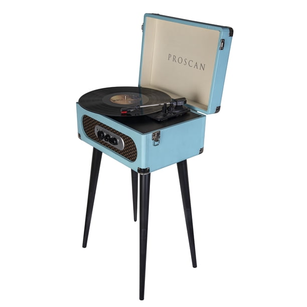 Walmart Turntable Proscan Bluetooth Retro 3-Speed Turntable with Stand and FM Radio ...