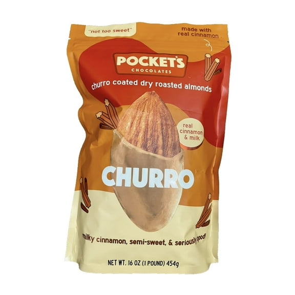 Pocket's Chocolates Churro Coated Dry Roasted Almonds 16 oz