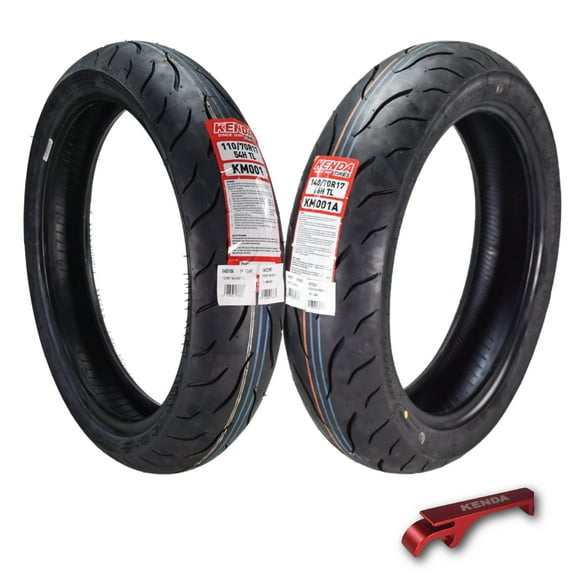 Kenda KM1 (KM001) 110/70R17 Front (54H) & 140/70R17 (66H) Rear Tires for Sport Touring Motorcycles, Radial with High-Speed Stability & Excellent Wet Grip w/ Keychain (110/70-17) (140/70-17) (2-Pack)