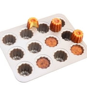 CANDeal Moules Canele antiadhésifs pour cupcakes, moule à muffins 12 cavités pour cuisson au four