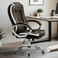 thumbnail image 2 of YSNW Office Desk Ergonomic Gaming Chair High Back Adjustable Computer Chair with Wheels and Lumbar Support Comfy Leather Executive Swivel (Brown), 2 of 17