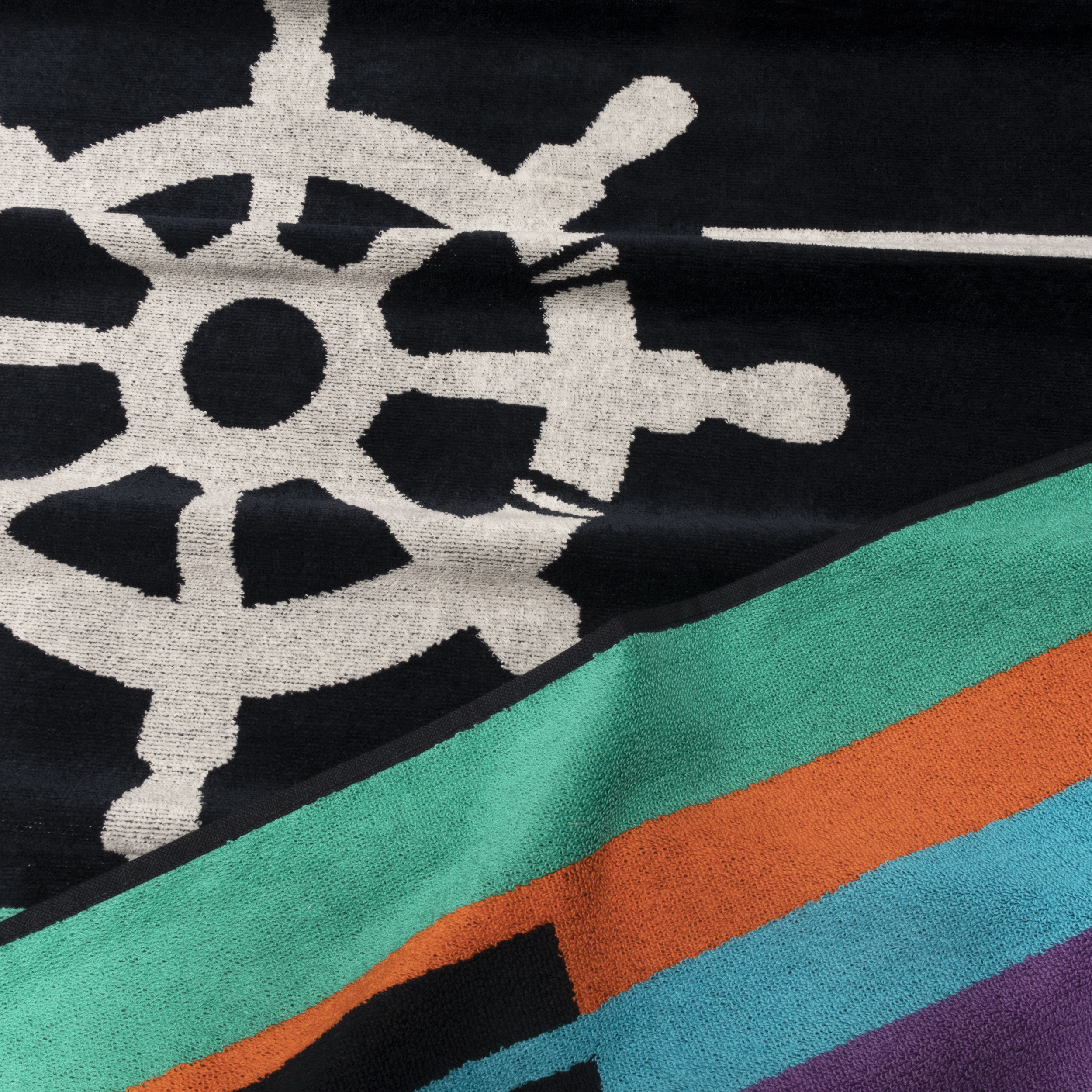 Long Island Beach Towel, 100% Cotton, Poolside Lounging, Sunbathing, Soft, Absorbent, Quick Dry, Mediumweight, Cotton Terry, Velour, Oversized Beach Towel , 35" x 67", Black by Blue Nile Mills