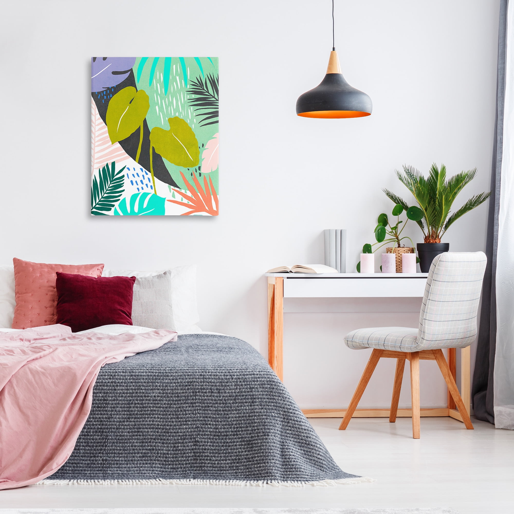 Stupell Industries Tropical Leaf Pattern Botanical & Floral Painting Gallery Wrapped Canvas Art Print Wall Art, 30 x 40