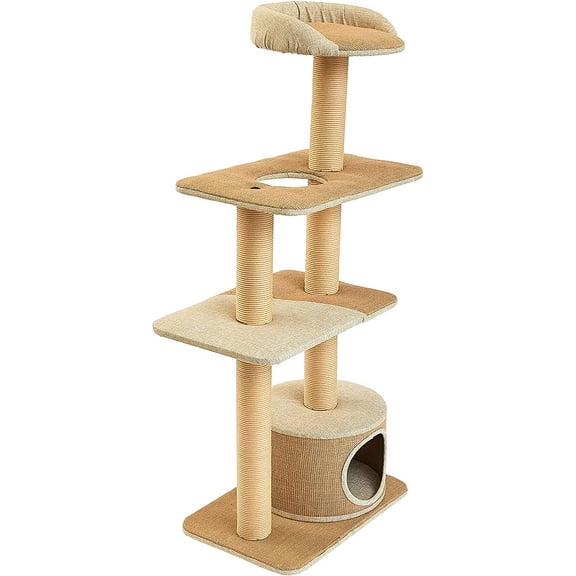 Two by Two Cottonwood 51-inch Cat Tree, Tower, Condo, Scratch Pad & Playground