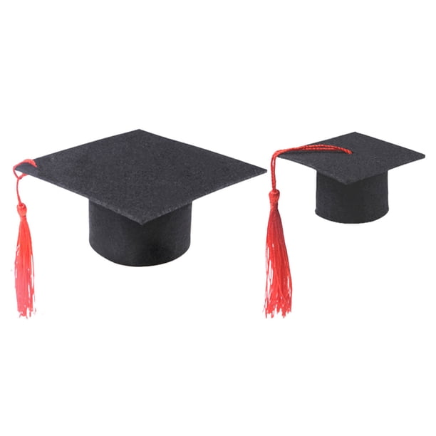 KAKOWELY 2 birretes de graduación de animales pequeños, mini sombreros de soltero con borlas, sombreros de conejillo de indias para disfraz.