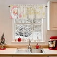 thumbnail image 2 of Merry Christmas Valance Curtain for Windows Pink Santa Claus Leaf Winter Snowflake Linen Curtain Valances Short Window Treatments Panels for Kitchen Bathroom Laundry Room Basement 60 x 14 Inch, 2 of 7