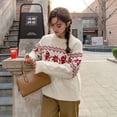 thumbnail image 4 of Suéter de punto de jacquard navideño de moda para mujer, suéter sencillo de manga larga para otoño e invierno, prendas de punto informales que combinan con todo, 4 of 5