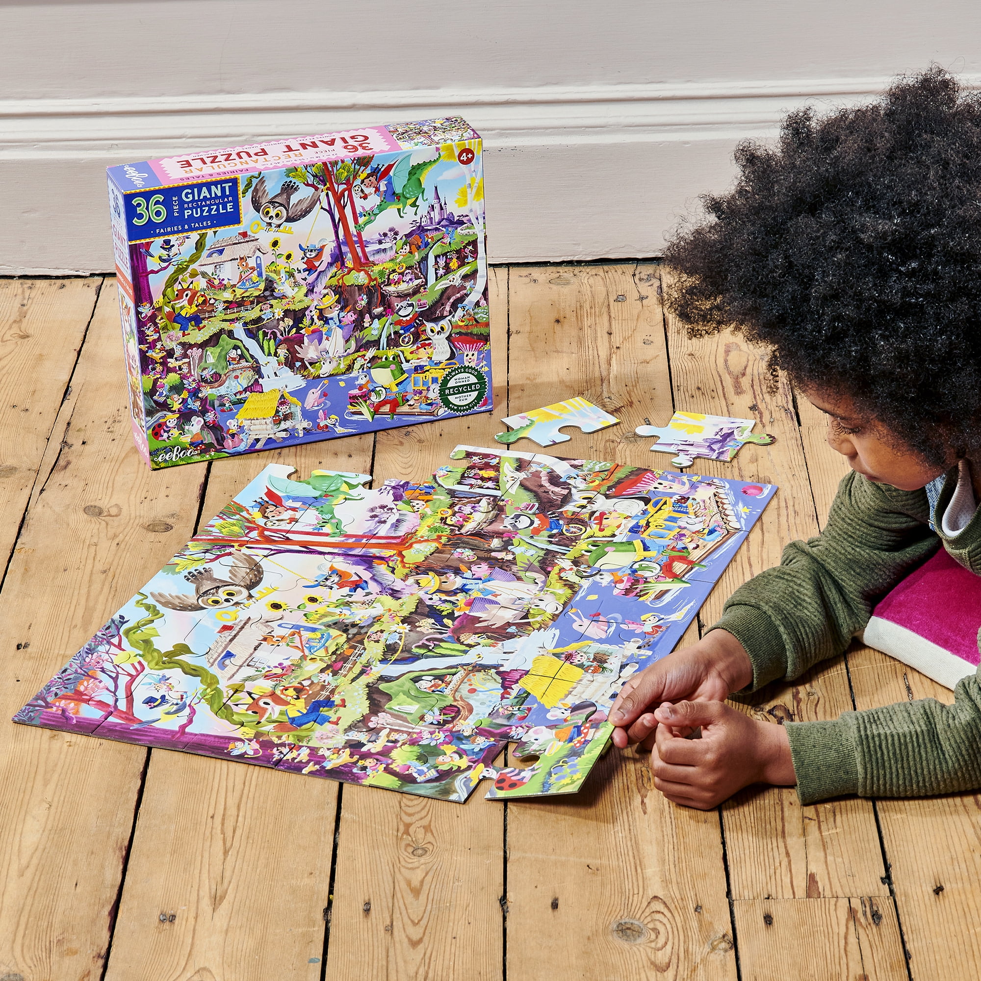 eeBoo: Fairies & Tales - 36 Piece Giant Puzzle - 24.4" x 20" Jigsaw, Oversized Colorful High-Quality Pieces, Childrens Fantasy Puzzle, Kids Ages 4+