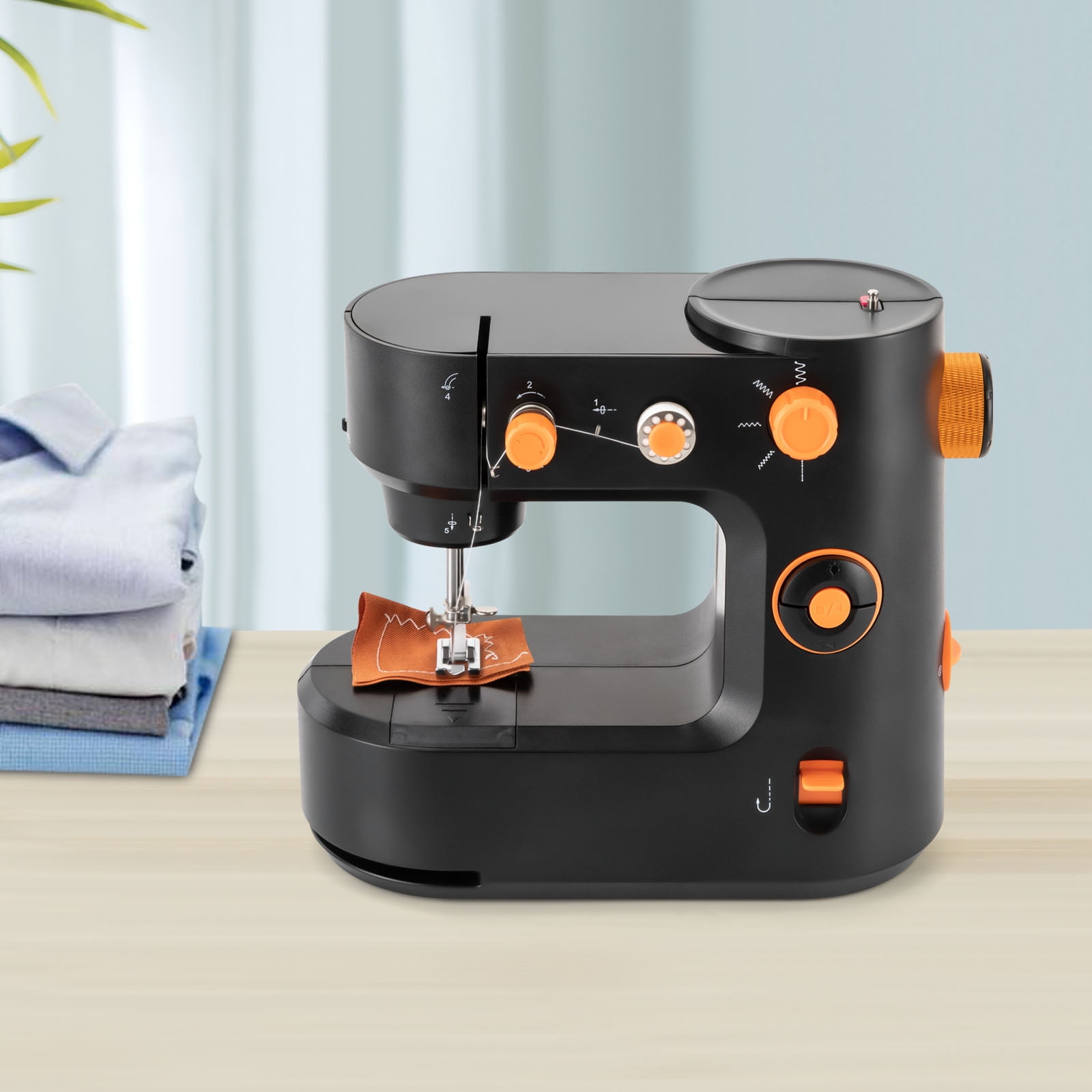 110V Black Mini Sewing Machine Dual Speed Portable Sewing Machine for Clothing Pants Silk Chiffon