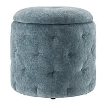 Erindale Round Storage Ottoman in Sky Fabric