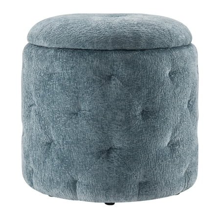 Erindale Round Storage Ottoman in Sky Fabric