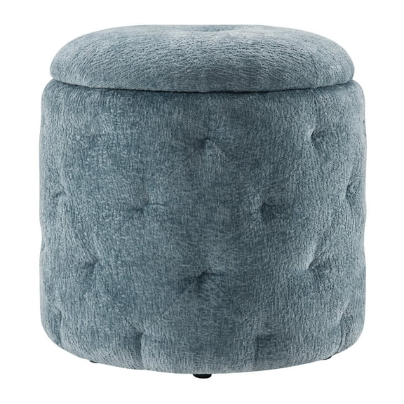 Erindale Round Storage Ottoman in Sky Fabric