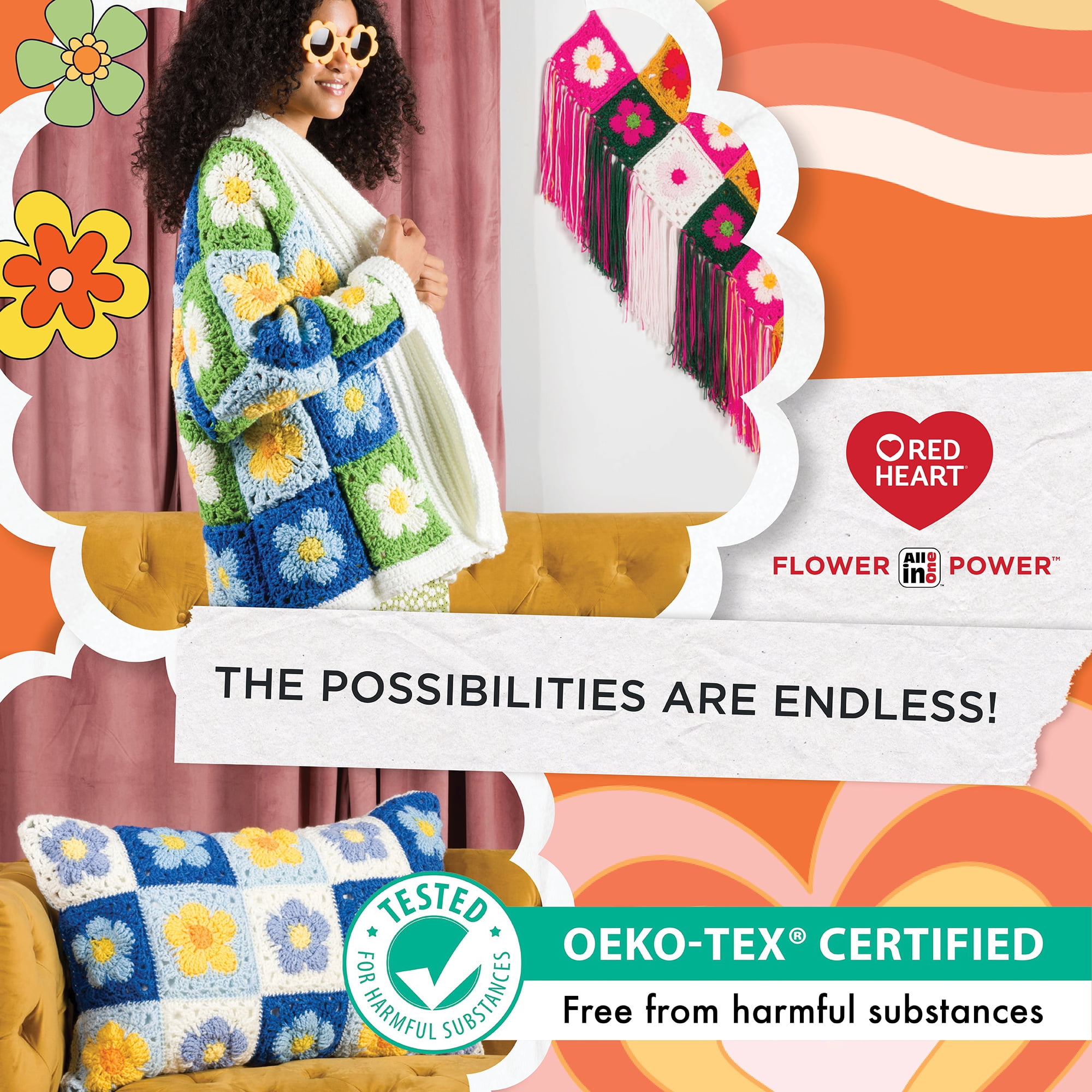 Red Heart® AIO Flower Power™ #4 Medium Acrylic Yarn, Come On Clover 8.8oz/250g 417Yd 3pk