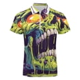 thumbnail image 4 of Psychedelic Zombie Skull Print Men Zipper T-shirt Summer Casual Short Sleeve T-shirt Top, 4 of 7
