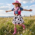 thumbnail image 3 of Pandaie Cowgirl Outfit for Girls Kids Western Cowboy Clothing Set Fashion Dress Scarf Hat Toddler Party Dress up Clothes Blue L(5-6 Years), 3 of 5