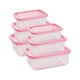 thumbnail image 2 of Cateissary Fiambrera apta para microondas de 6 uds., fiambrera de grado alimenticio y tapa hermética, contenedor de alimentos, cocina de Organizadores de utensilios de cocina Rosa 2S+2M+2L, 2 of 6