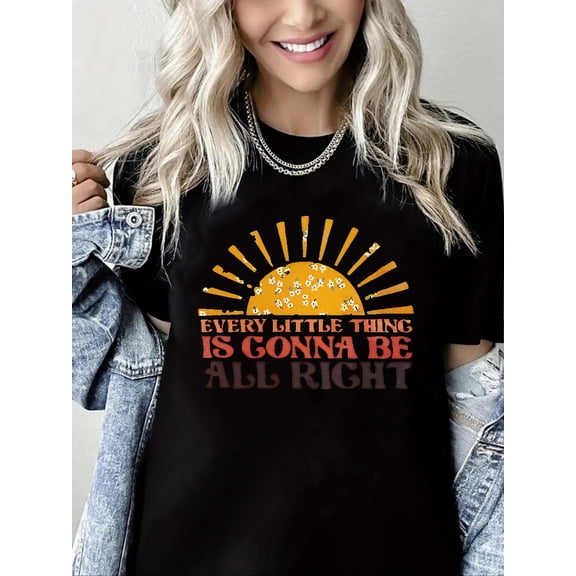 Every Little Thing is Gonna Be Alright Shirt Women Country Music Tshirt Hippie Gift Shirt Vintage Graphic Tee Top