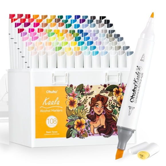 Marcadores de Arte Ohuhu Kaala Set de 108 Colores a Base de Alcohol