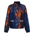 thumbnail image 5 of Jackets for Women Winter Coat Jackets Flannel Stand Collar Jacket(Flaming Lion Portrait,Size:S-4XL), 5 of 7