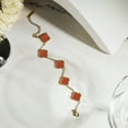 thumbnail image 4 of JeenMata Pulsera de Eslabones con Flores Rojas Bañada en Oro Amarillo, 4 of 6