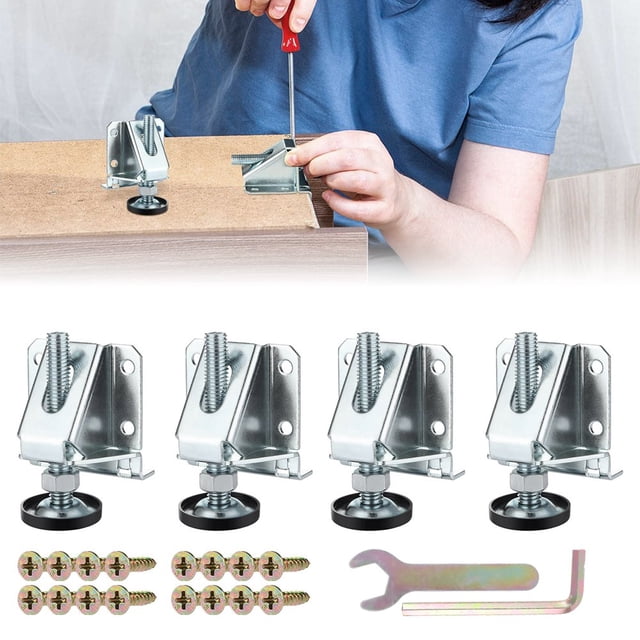 PENGXIANG 4 Pack Pieds de Nivellement en Acier Inoxydable Capacité 2000lb Niveleurs de Meubles Robustes Pieds de Table Réglables avec Écrous de Verrouillage pour Meubles Armoires