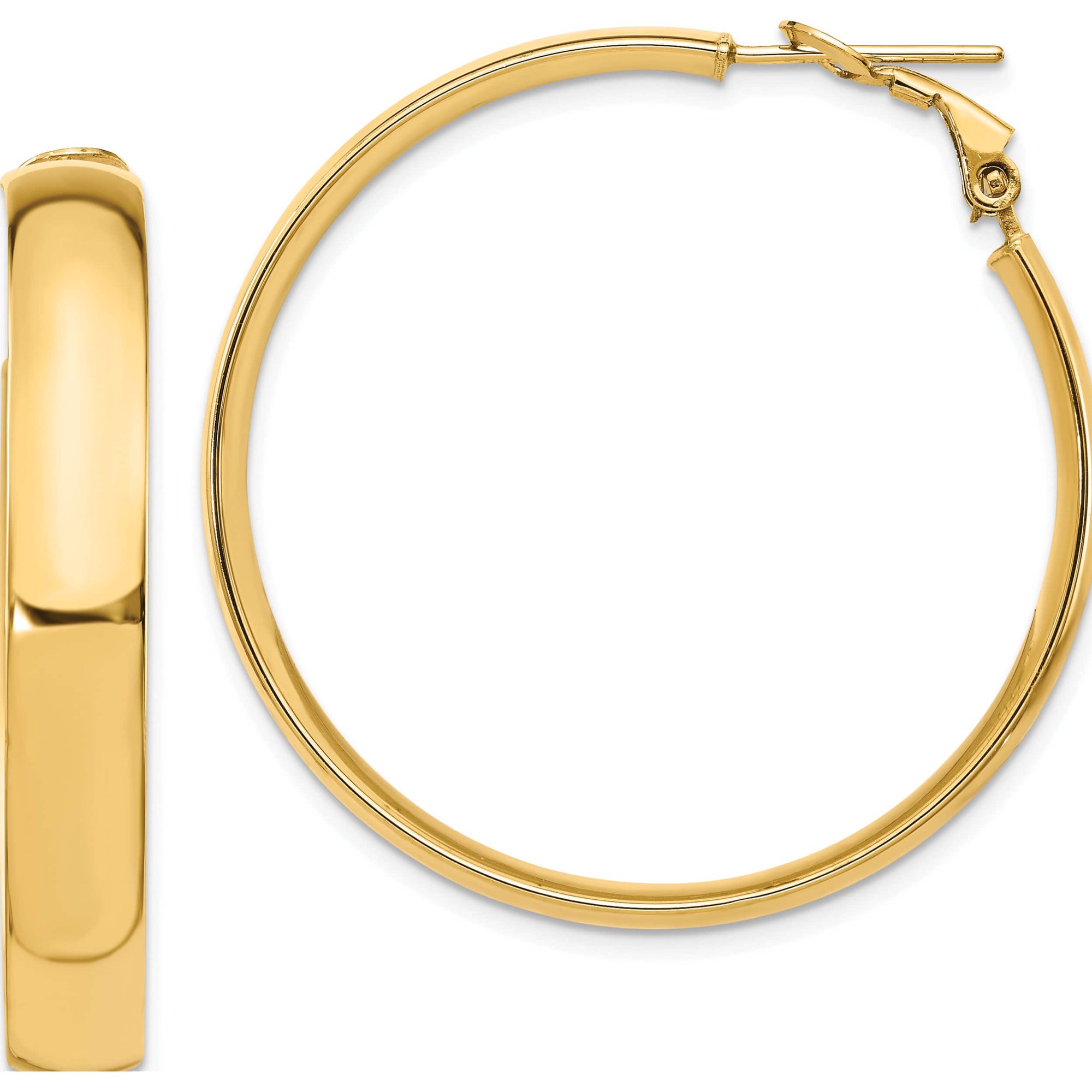 Omega Back Hoop Earrings in 14K Yellow Gold