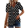 thumbnail image 2 of CIENVNSTG Plaid Tops for Women V Neck Short Sleeve Loose Tops Summer Casual Plaid Printed Tunic Shirts Daily Work Blouses Business Top Black S, 2 of 6