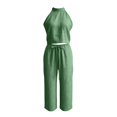 thumbnail image 4 of Women's Summer Sets Casual 2 Piece Outfits Sleeveless Tank Tops and Loose fit wide leg pants Loungewear Vacation Outfits(Green,M), 4 of 4