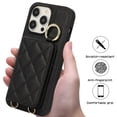 thumbnail image 3 of ELEHOLD Case for iPhone 15 Pro,Detachable Lanyard Crossbody Leather Wallet Case with Ring Holder & Mirror,Black, 3 of 8