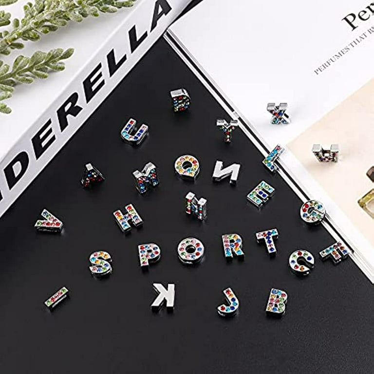 Rhinestone Letter Jewellery Slide Charms Way Goal 2-Pack Alloy A-Z Alphabet
