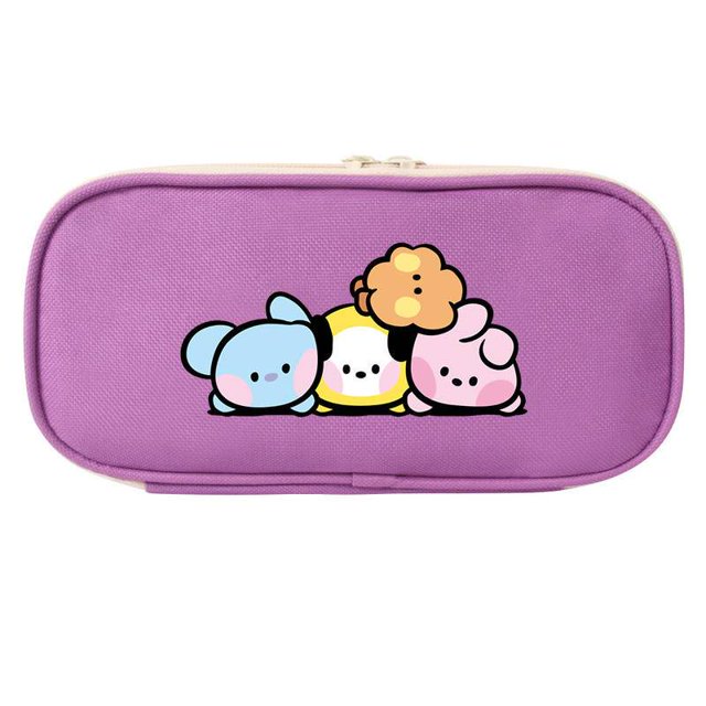 KPOP BTS BT21 Estuche para bolígrafos Monedero Bolsa de almacenamiento para lápices Bolsa de papelería de lona
